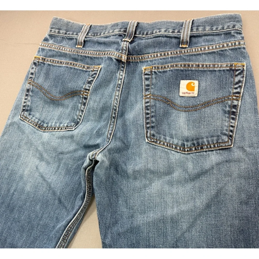 Carhartt Men's Relaxed Straight Leg Jeans Blue Denim Work Pants | 32x30